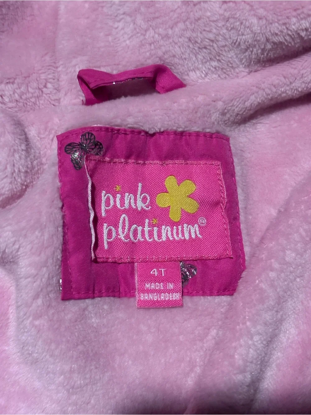 Pink Platinum Girls' Hot Pink Butterfly Hooded Raincoat